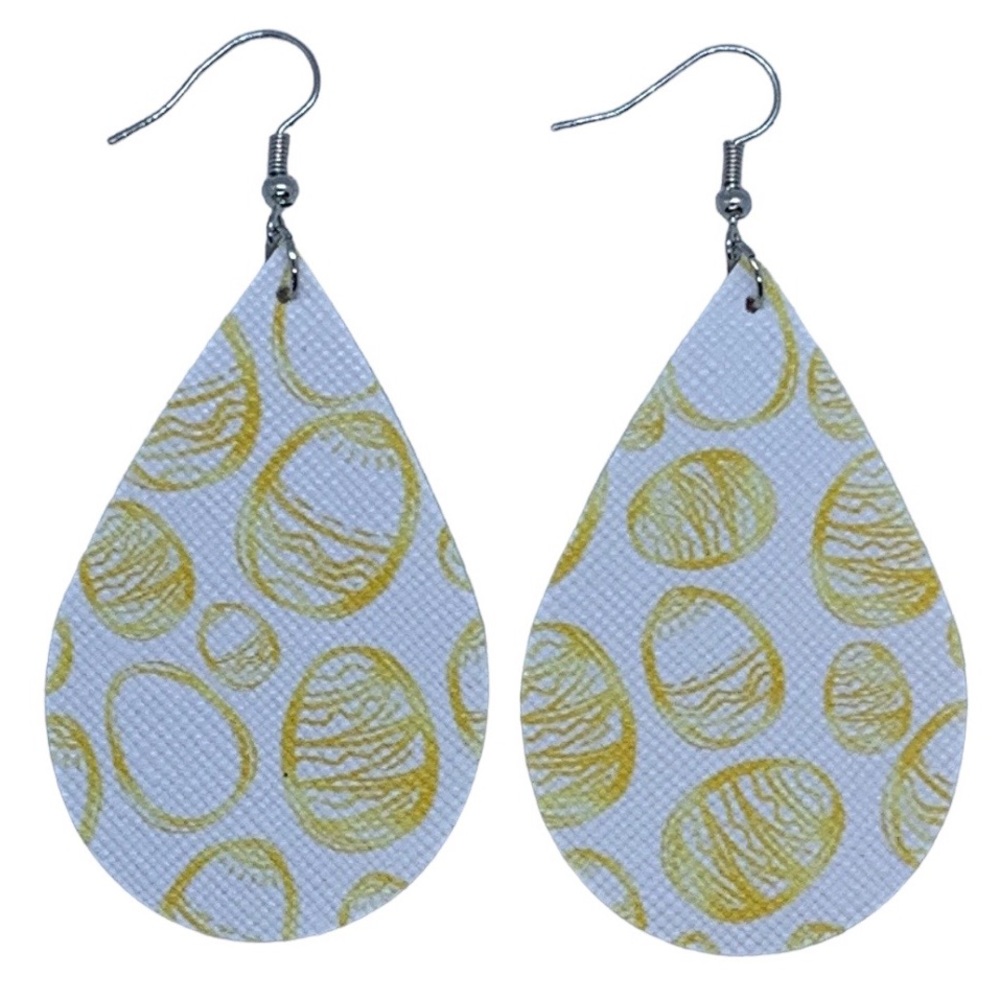 🌸Faux Leather Dangle Earrings Easter Eggs Spring